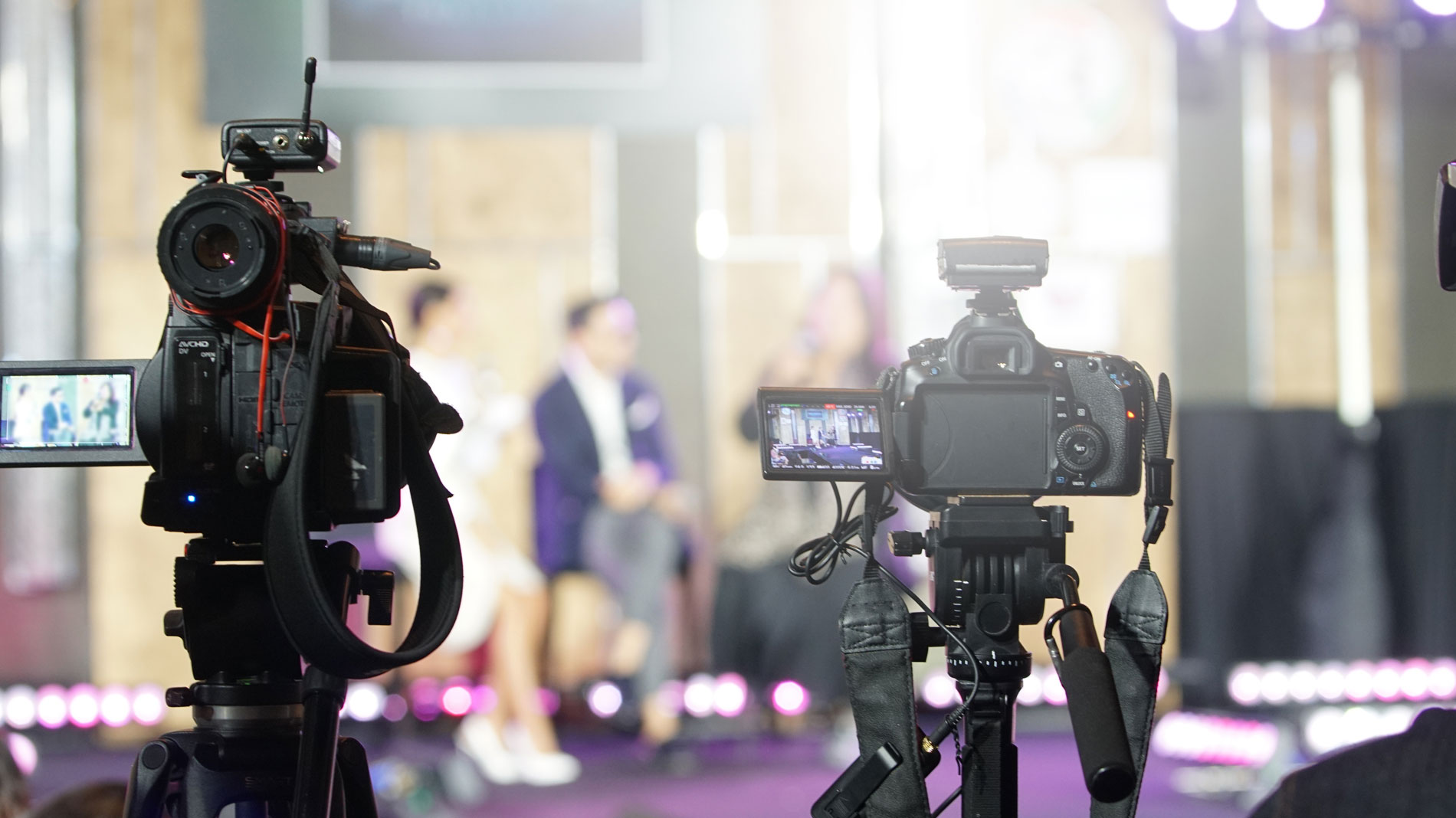 Film cameras in a studio