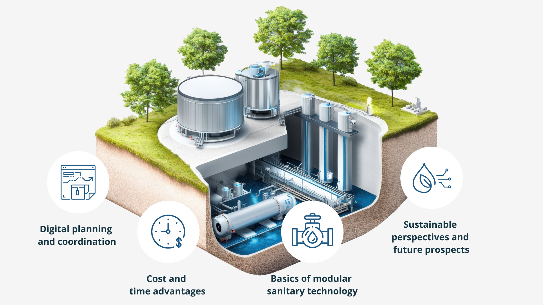 Graphic Modular Construction for Sanitary Technology