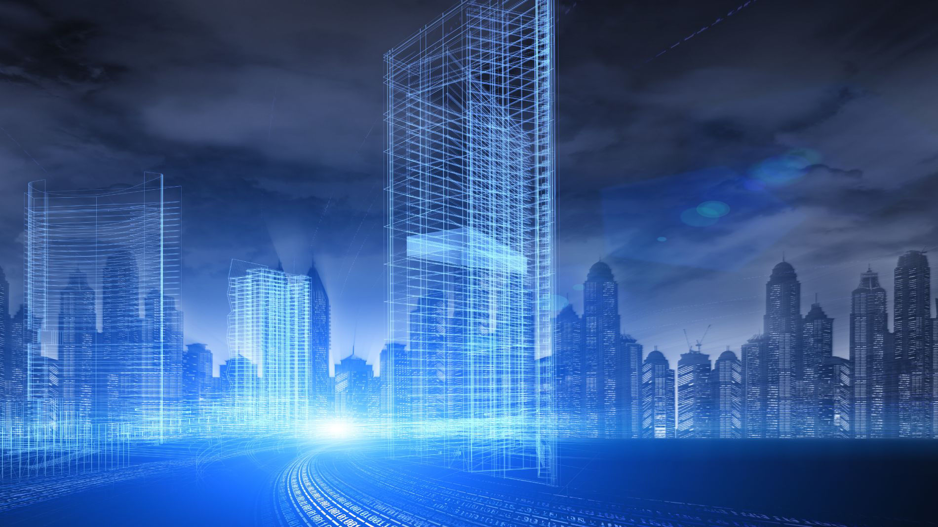 Virtuelle Stadt in blau