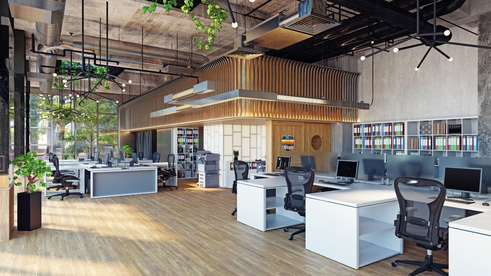 Modern office with open-plan workspace