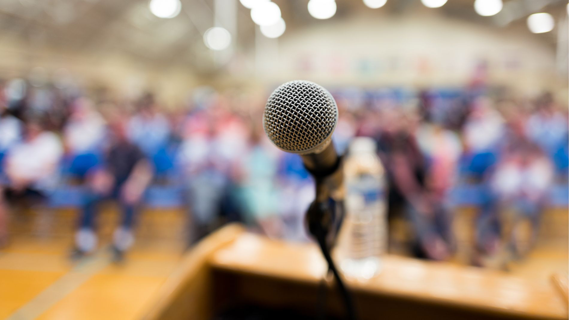 Microphone in front of an audience