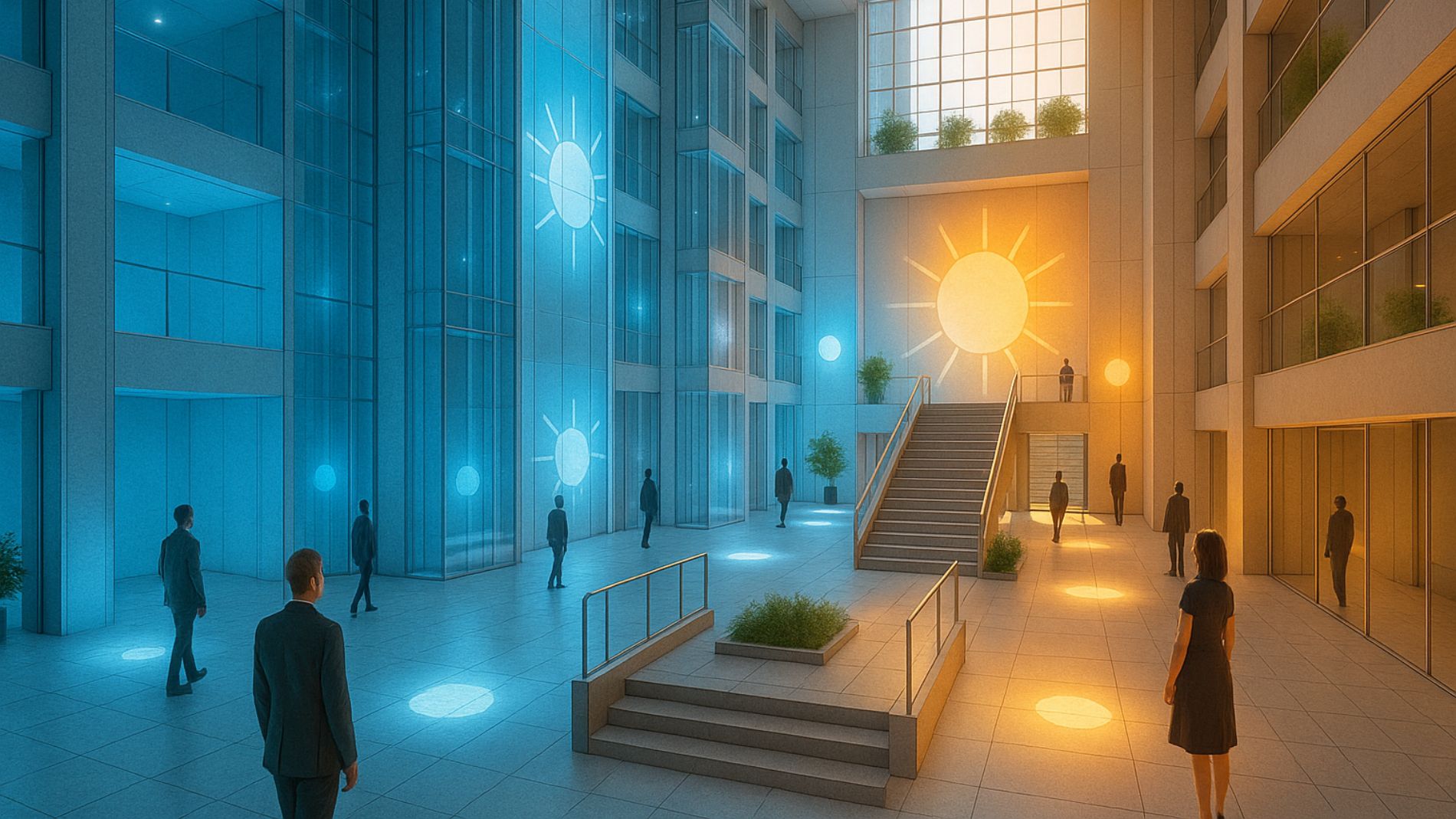 Office building with different light