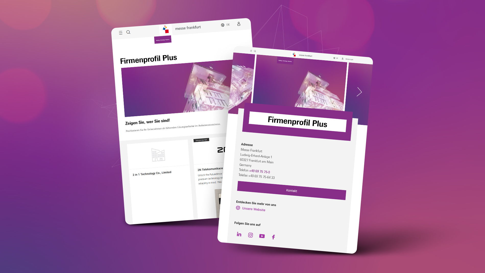 Tablet mit der Ansicht eins Firmenprofils Plus