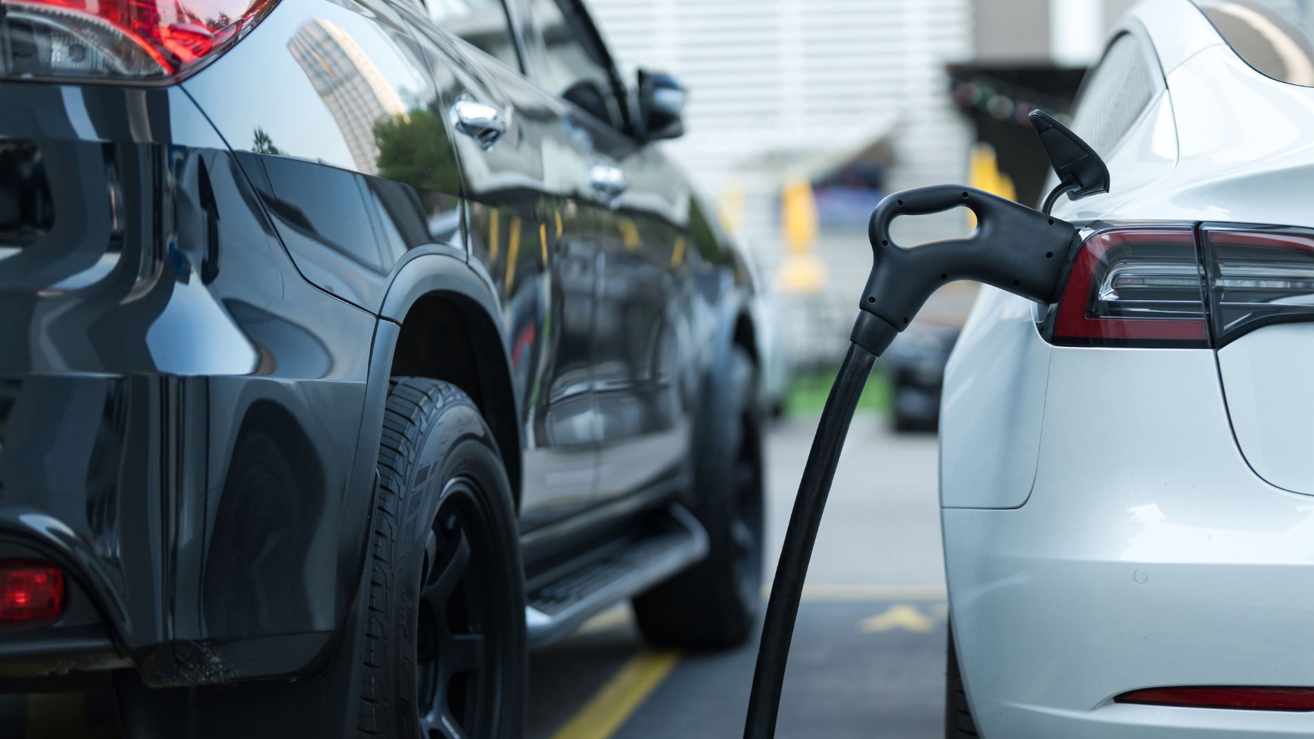 Car at an e-charging station